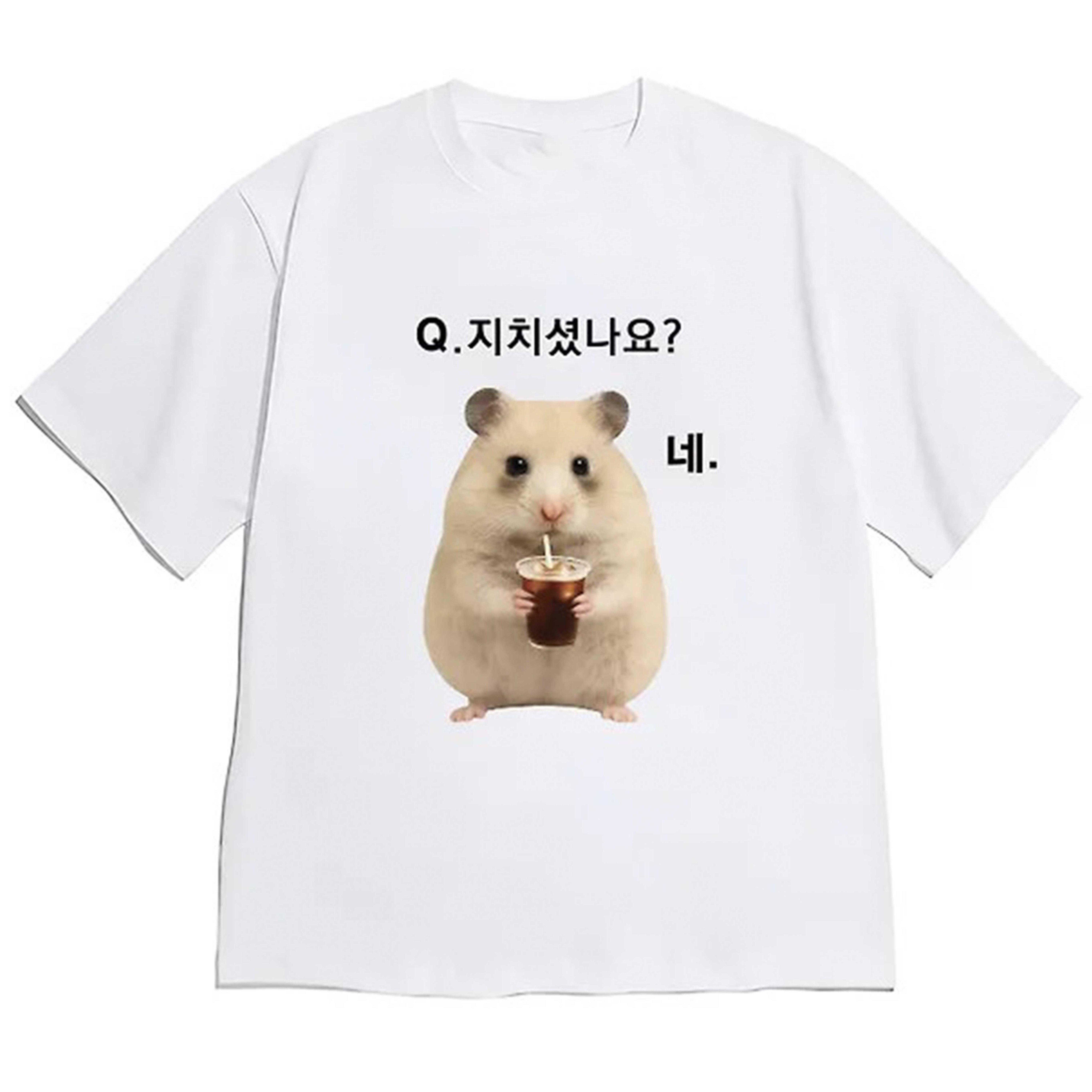 

Koreanstyle Fun Patterned Unisexs Tshirt Summer New Style High Street Casual Loose Fit Unisexs and Womens Universal Tshirt S