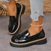 Tassels Bright Black Chunky Platform Loafers Women British Style Patent Leather Thick Sole Pumps Plus Size Uniform Lolita Shoes