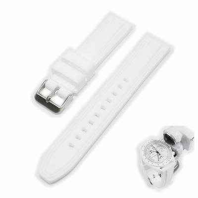 Swatch X OMEGA Compatible Rubber Strap with Double Lines (White/White Lines)