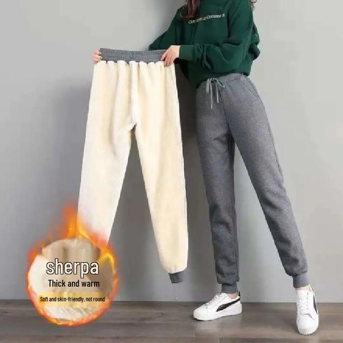 

2025 Women s Fleece-Lined Loose Winter Sports Pants: Thick, Casual Outerwear X-Large
