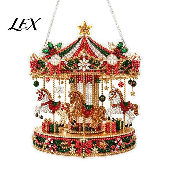 Festive Tree Ornament Crafting Christmas Rhinestone Painting Suncatcher Kit, DIY Faux Pearl Art Xmas Crafts for Adults Beginner, Acrylic Decorative