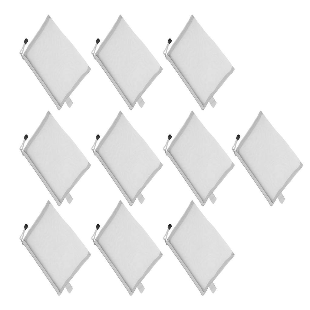 10 PEZZI Sacca Portadocumenti con Cerniera Impermeabile Resistente allo Strappo Formato Carta A5 Organizer per Documenti Grigio