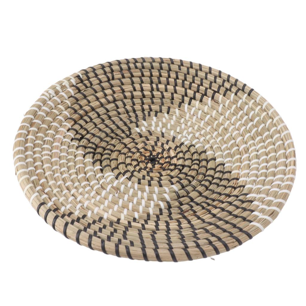 Woven Wall Basket Decor Handcrafted Seagrass Hanging Baskets Multifunction Woven Insulation Pad for Living Room Kitchen
