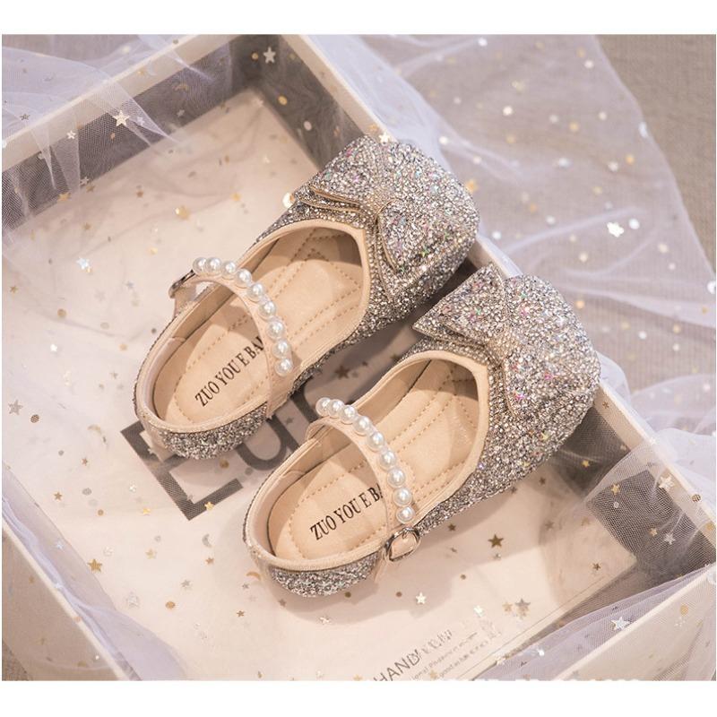 

Туфли принцессы из мягкой кожи на мягкой подошве, сценическая обувь для девочек 36 серебряный