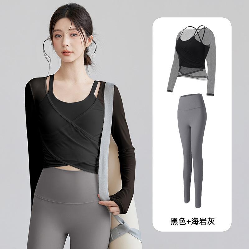 Premium Yoga Suit Women's Sports Top Skinny Long Sleeves Skinny Running Training Pilates Fitness Suit Spring