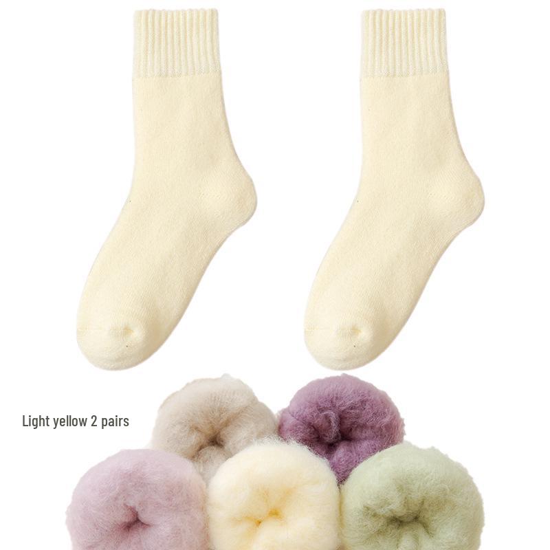 Dámské fleecové ponožky střední délky Zhuji - Silný samet, teplé a pohodlné na podzim/zimu, ideální na spaní nebo lenošení