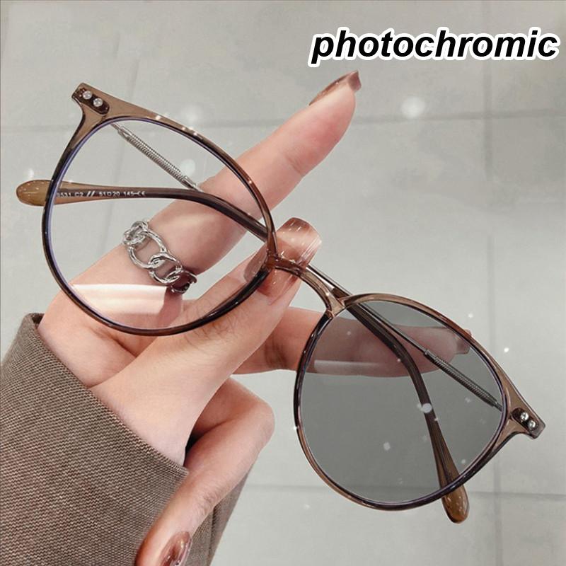 

Интеллектуальные фотохромные очки для близорукости, винтажные очки для близорукости с защитой от синего света, готовые оптические очки для активного отдыха