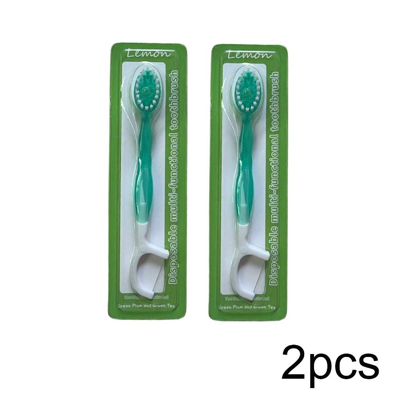 2Pcs Mini Travel Toothbrush With Toothpaste Fresh Breath Disposable Dental Floss Independent Packaging Oral Hygiene Care Tools