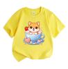 Kids Boys Girls 100% Cotton Crew Neck Short Sleeve T-Shirt Cute Cartoon Shiba Inu in Teacup Sweet Dessert Print Casual Soft Summer Tees for Children
