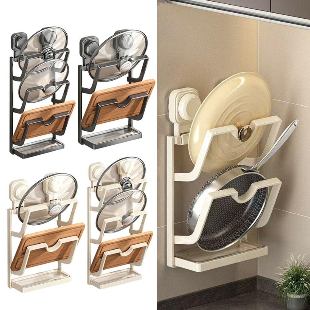 Multi-Layer Pot Lid Storage Rack Punch-Free Pot Cover Rack Pan Cover Storage Holder  for Kitchen