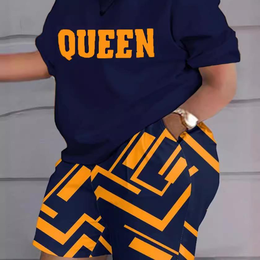 Neues Damen Hip-Hop Style Street Trend Übergröße Print Lässiges Mode Set