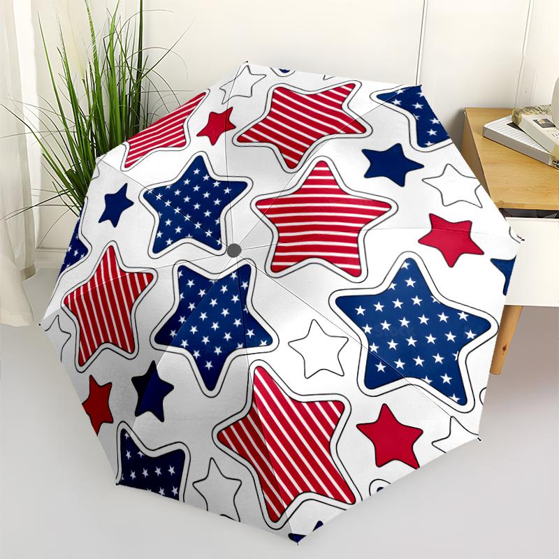 American Flag Fashionable Automatic Opening/Closing Folding Umbrella. Portable and Foldable, Ideal for Gift, Travel, and Daily Use.
