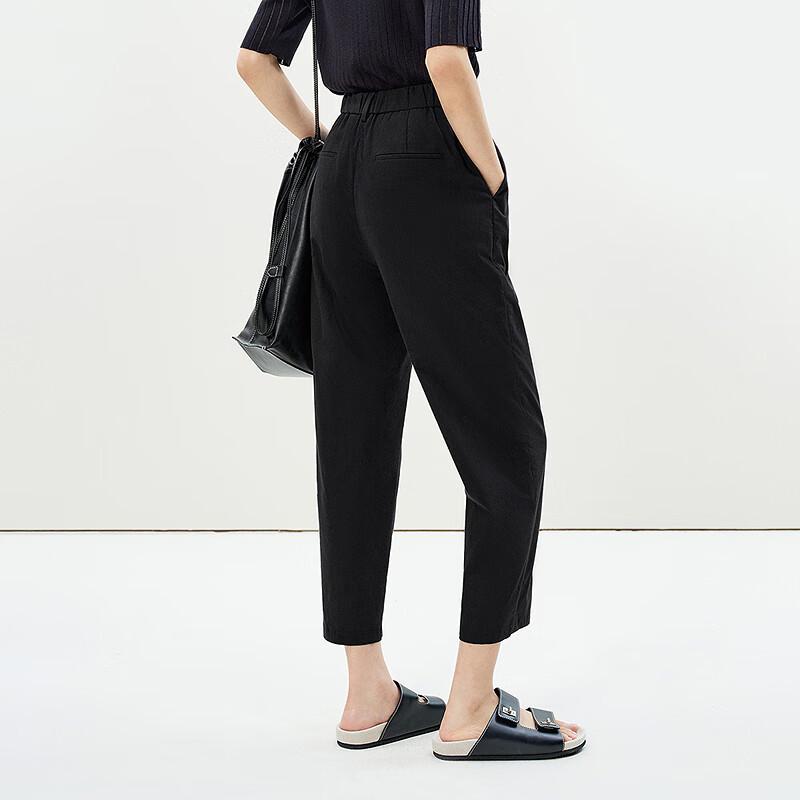 LESS 2025 Summer Tapered Cotton Blend Ankle Pants