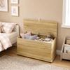 Storage Chest with Hinged Lid, 80 x 40 x 45 cm, Natural Wood