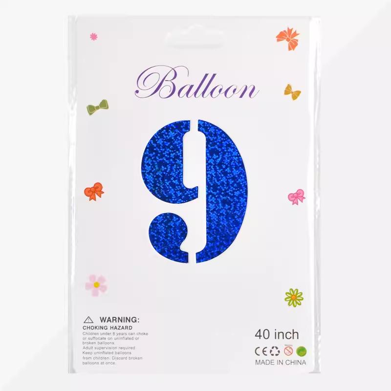 Large 40-Inch Navy Blue Laser Number Foil Balloon for Birthday Decoration
