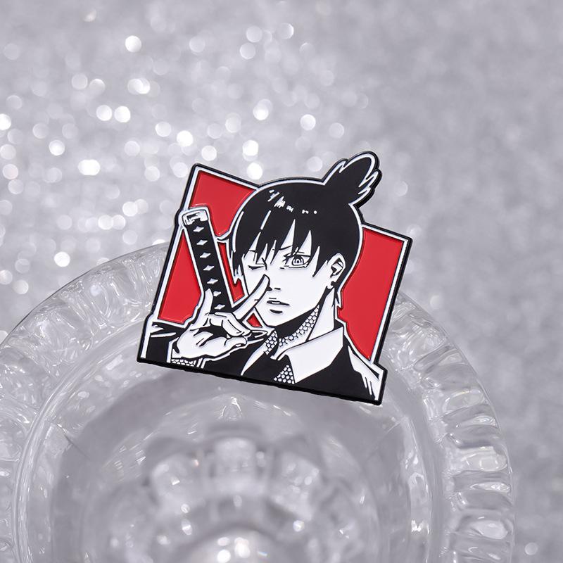 And Eyecatching Black White Cartoon Character Brooch Unique Anime Alloy Pin For Fashion Lovers