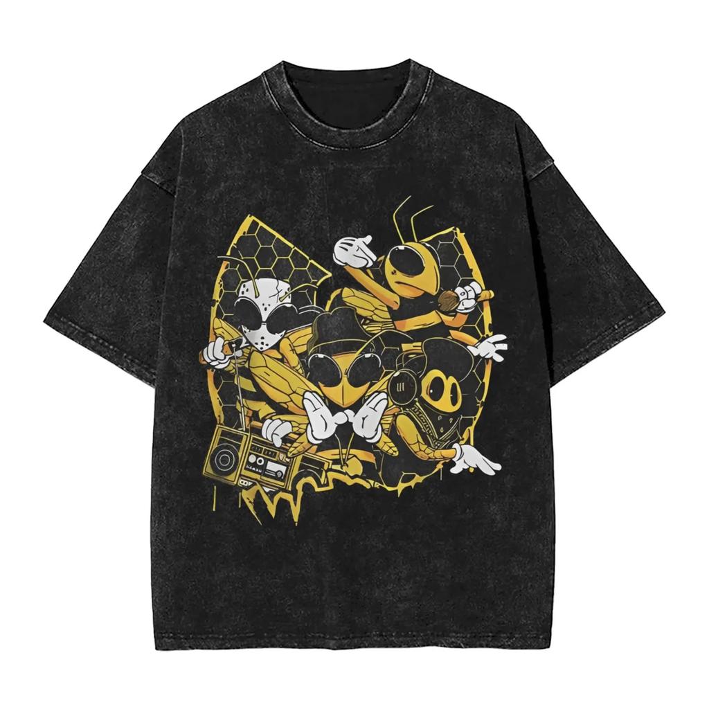 Heißer Verkauf Clan Wu Tang Globale Tour Mercah Grafikdruck T-Shirt Harajuku Mode Übergroßes T-Shirt Unisex Vintage Gewaschene Baumwolle Oberteile