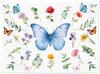 Butterfly Plant Tapestry for Bedroom, Girly Floral Blue Wall Tapestry, Leaf and Flower Botanical Tapestries Wall Hanging for