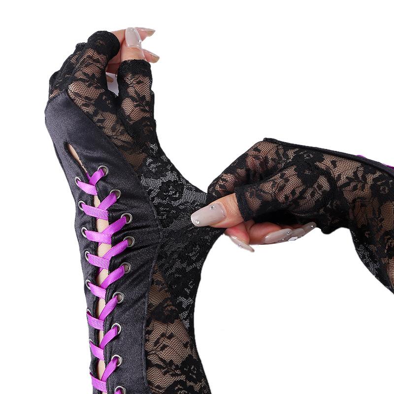 Fashion Women's Halloween Fingerless Cosplay Glove Retro Gloves Steampunk Gothic Long Lace Corset Arm Elbow Gloves