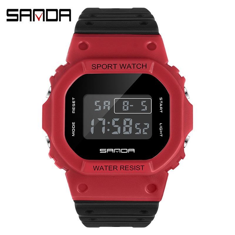 Sanda Square Single Display Movement Electronic Watch Multi-Function Luminous Waterproof Outdoor Sports Student Watch