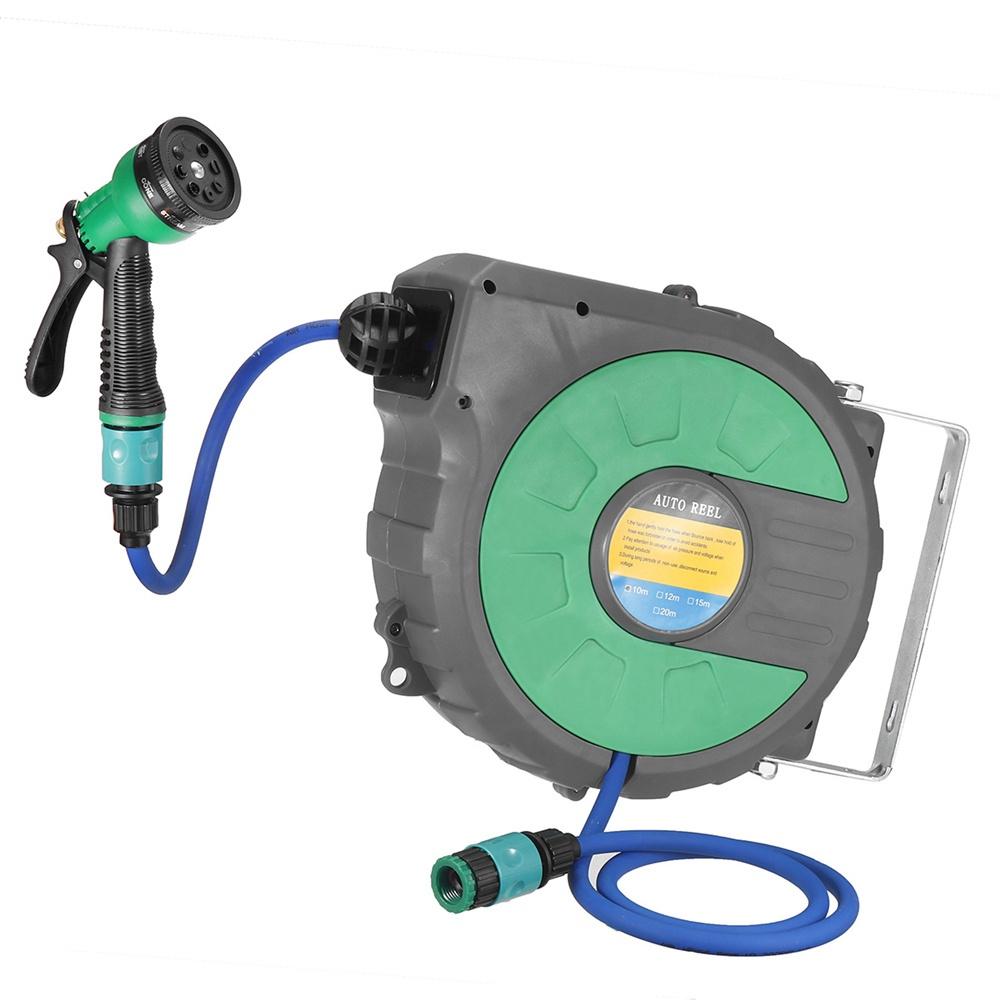 10M Water Hose Reel Compact Garden Car Auto Retract Spray Nozzle Automatic Reel with Sprayer Head 31X28cm