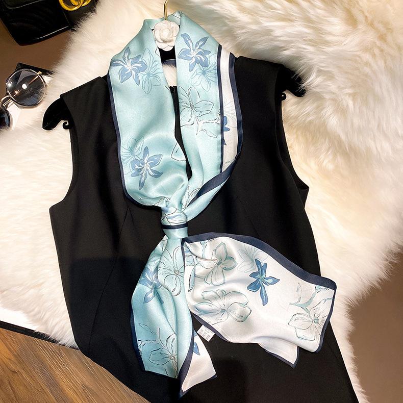 Line Masang Silk Silk Scarf Spring And Summer Double-Sided Silk Scarf Thin And Narrow Long Scarf Streamer Versatile