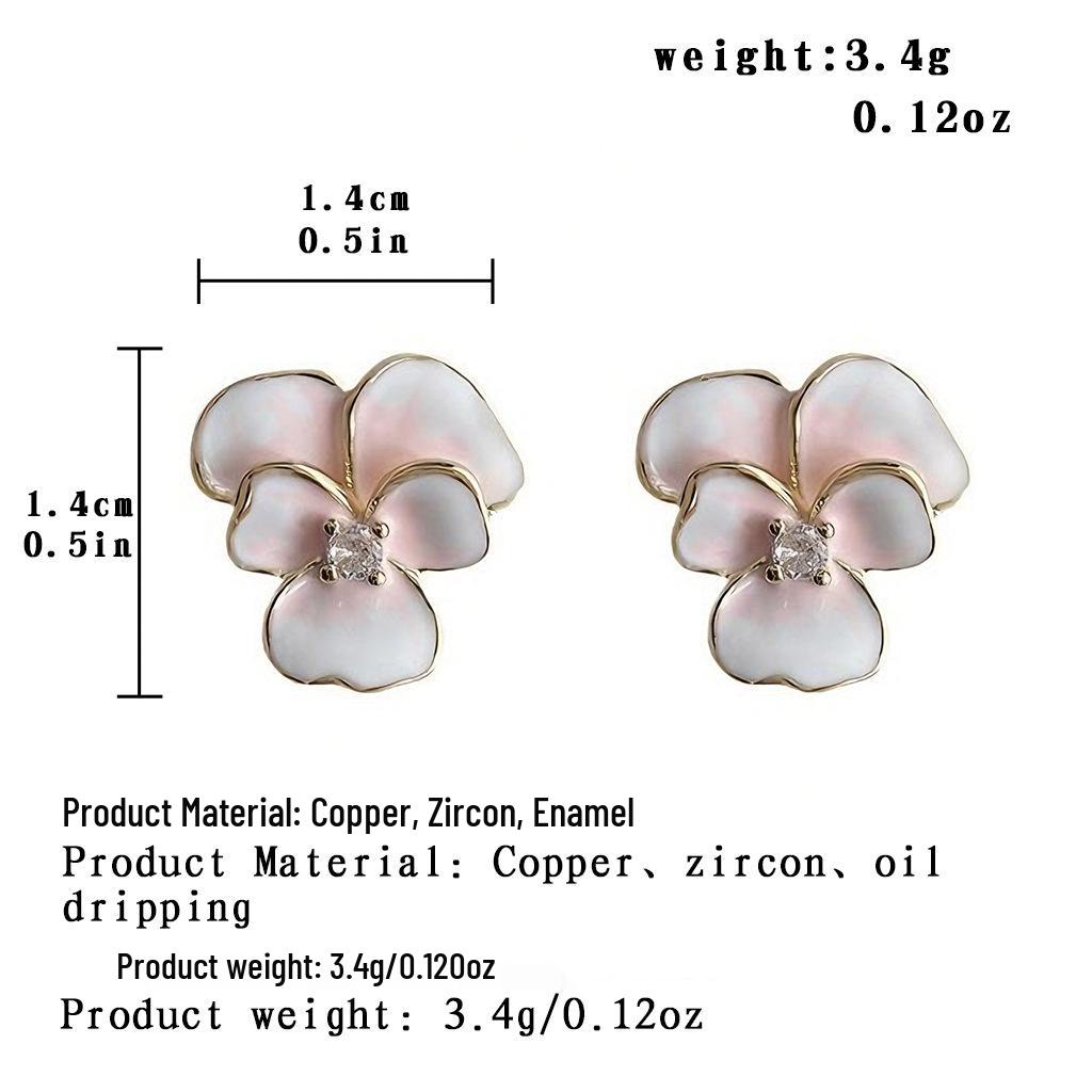French Luxury Drip Glaze Zirconia Silver Earrings - Versatile & Stylish Flower Design