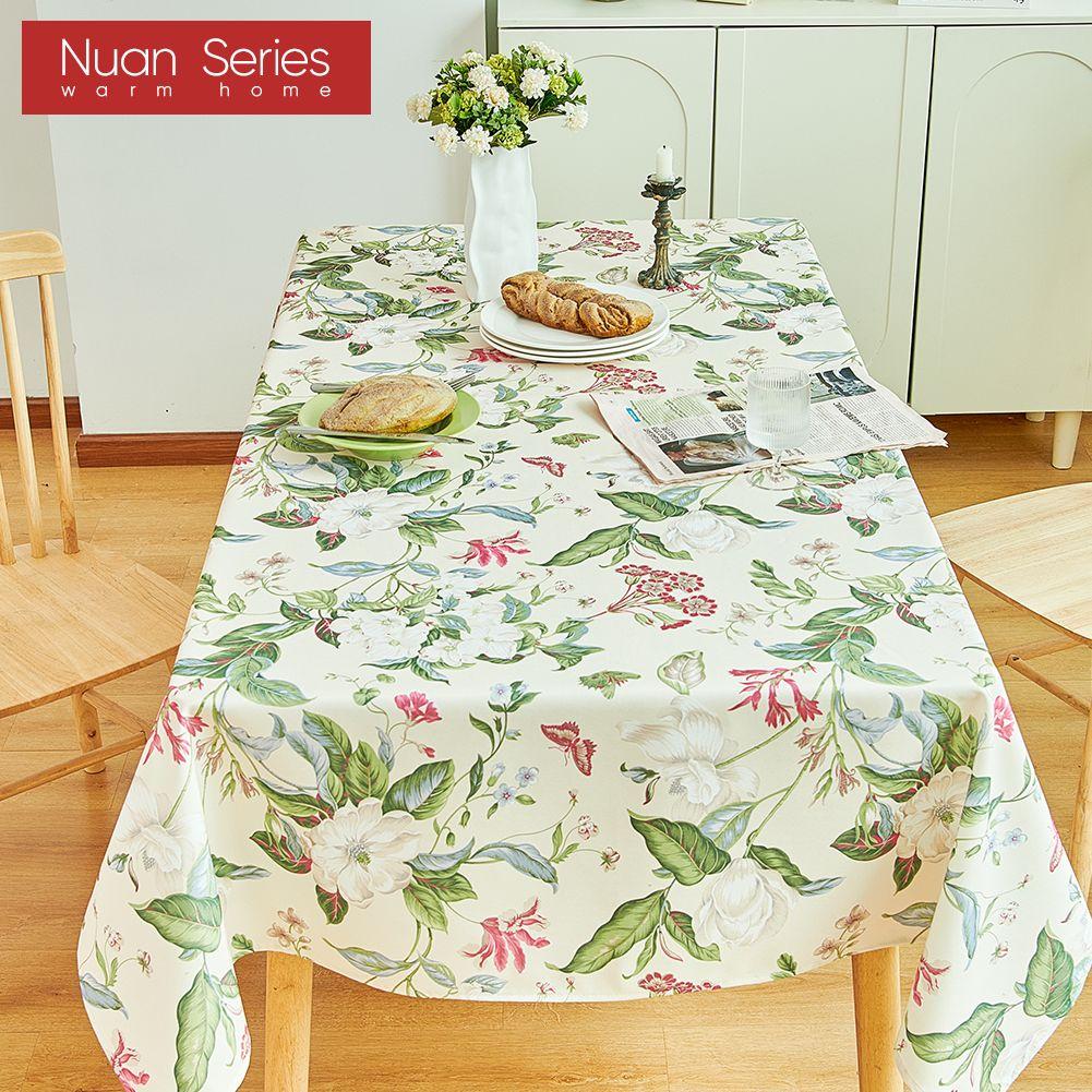 1PC Simple Spring Pastoral Print Tablecloth Fringe Decor for Tables Dining Coffee Makeup Table Decor Nuan Series