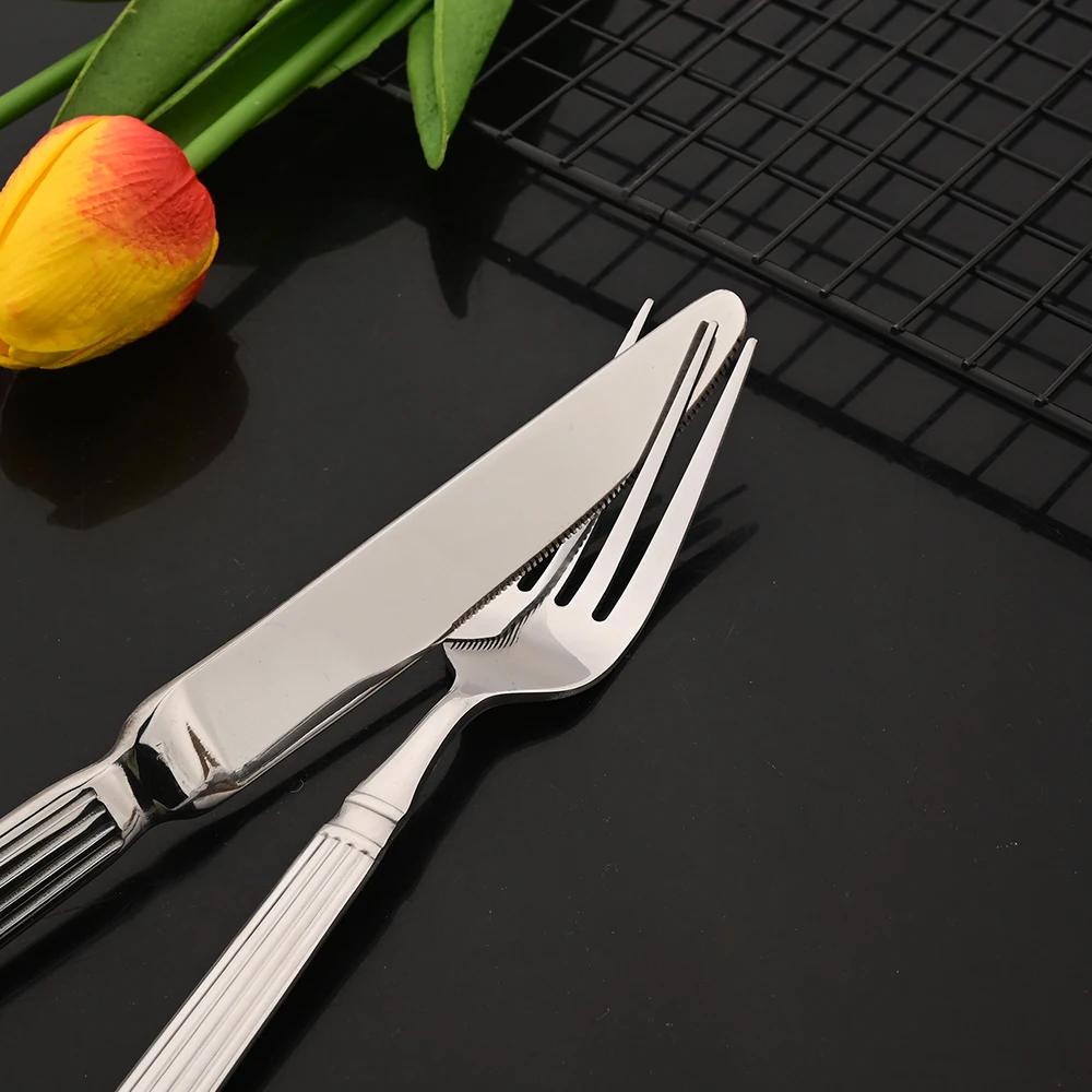 5 ks Sada příborů se zlatým zrcadlem Sada příborů Wetern Nůž Vidlička Lžíce Sada kuchyňského nádobí Sada nádobí z nerezové oceli