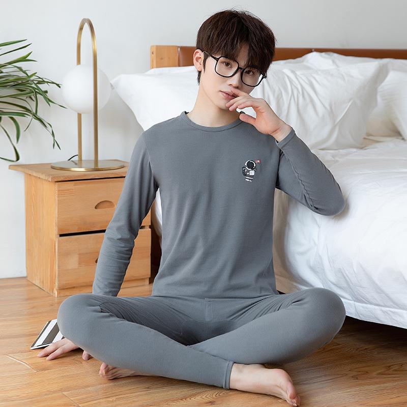 

Комплект детского антибактериального термобелья из чистого хлопка на осень - тонкие брюки и свитер для мальчиков средних классов 1601, XXXL