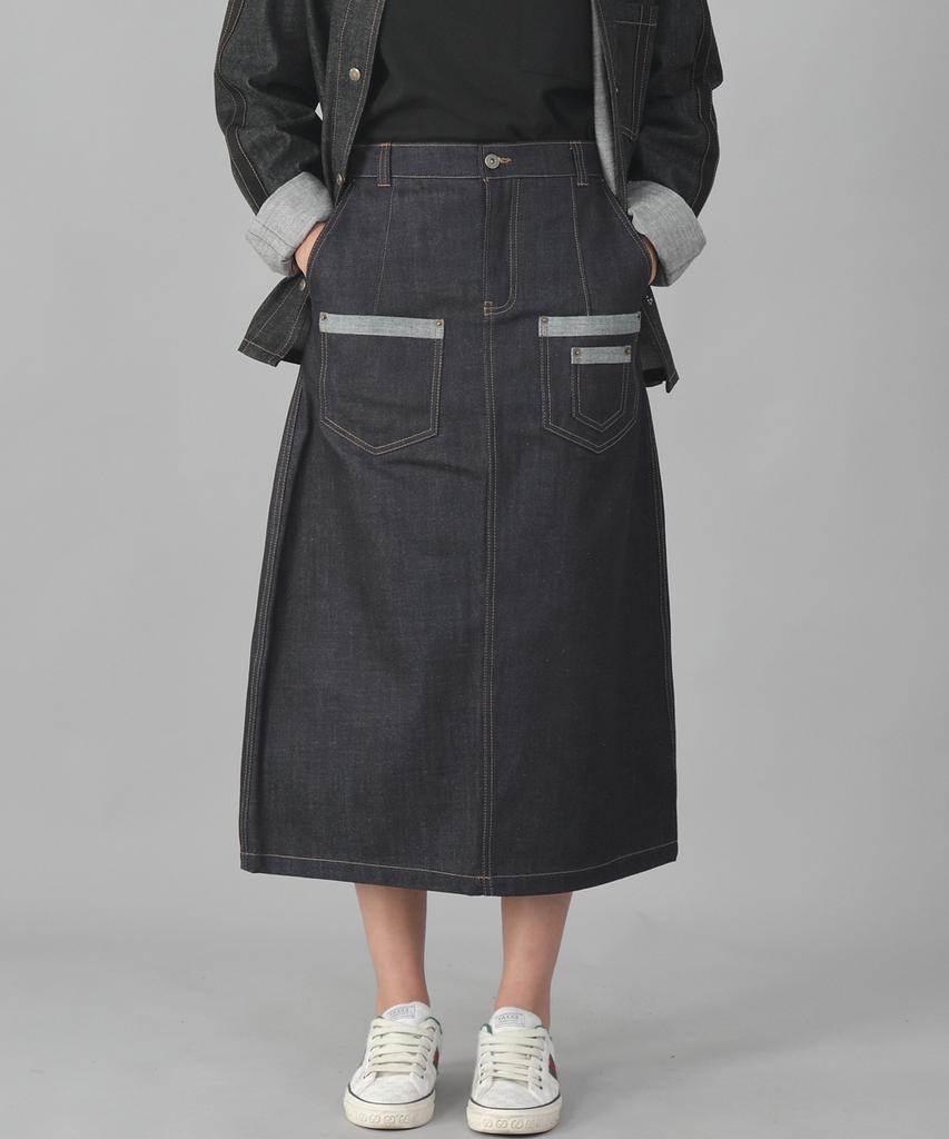 Seinteukeulu 7Pk Denim Long Skirt 7Pls-1308 Natural Indigo