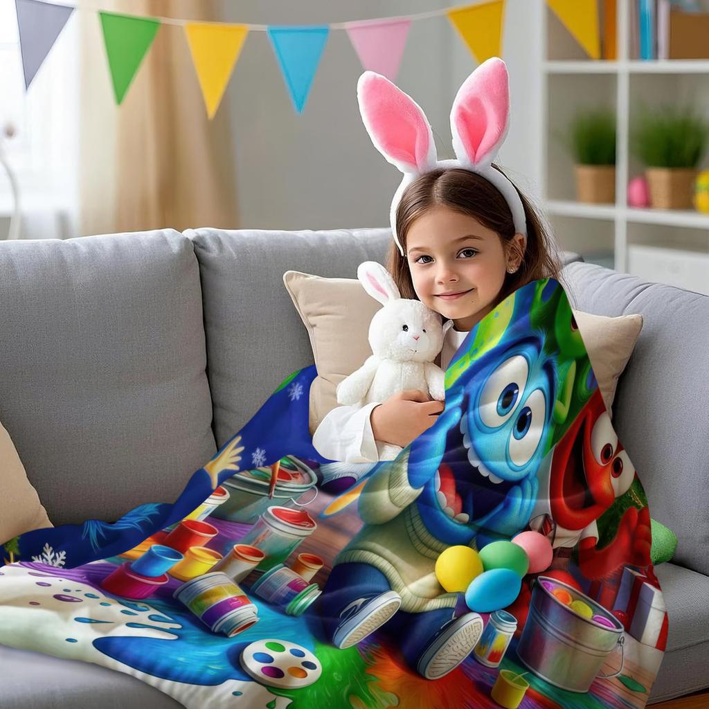 Inside Out Theme Christmas Blanket Quality Winter Soft Warm Throw Blanket Girls Boys Gift For Couch Bed Office Camping Travel