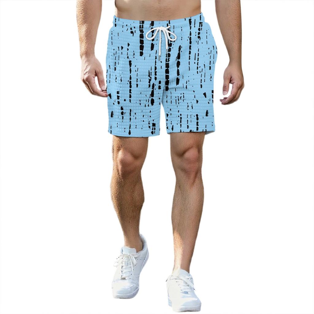 Men's Fashion Printed Sports Shorts Elastic Waistband Pocket Gym Shorts