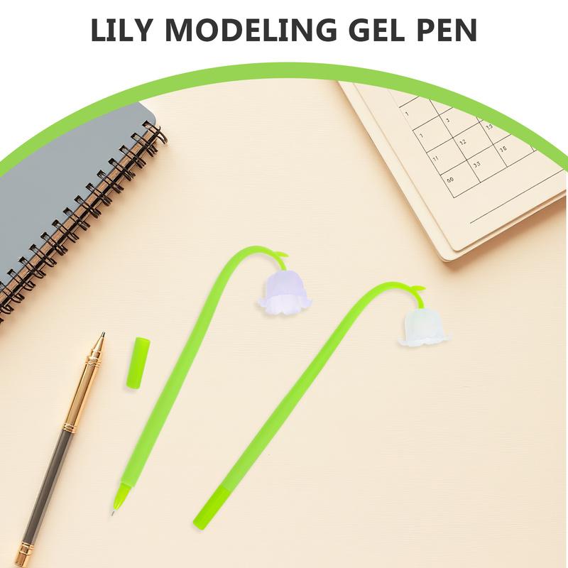 10Pcs Lily of Cute Gel Pens Plastic Flower Shaped Pens Smooth Writing Student Supplies Prize Gifts Bulk