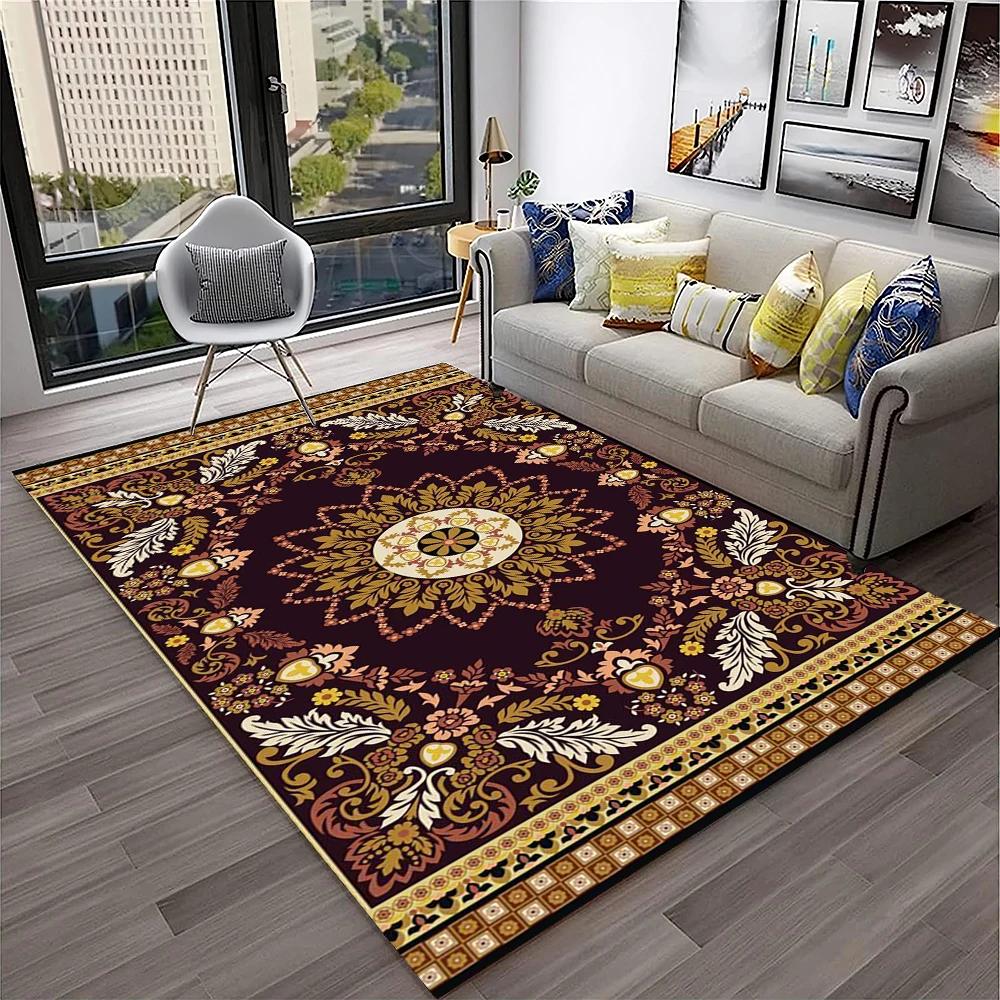 Persian Turkey Bohemian Flower Carpet Rug for Home Living Room Bedroom Sofa Doormat Kitchen Decor,Area Rug Non-slip Floor Mat