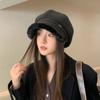 Hepburn-style duckbill octagonal hat for autumn and winter, Japanese-style fleece-lined warm large-brimmed fisherman hat, fashionable and