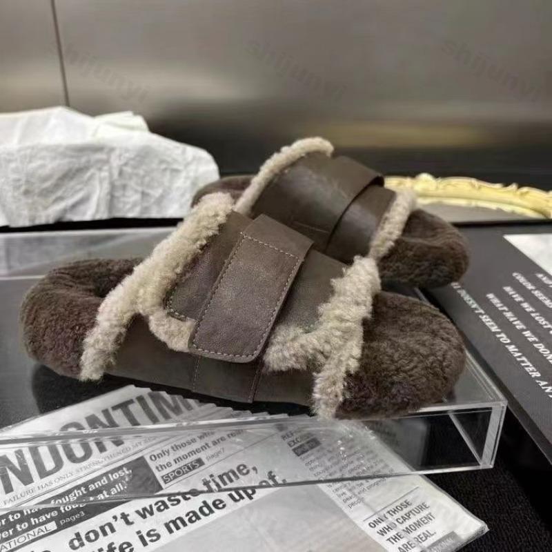 Fashion Fashion Women's Platform Plush Shoes Autumn New Vintage Outdoor Non Slip Casual Flats Lightweight Comfortable Soft Sole Slippers