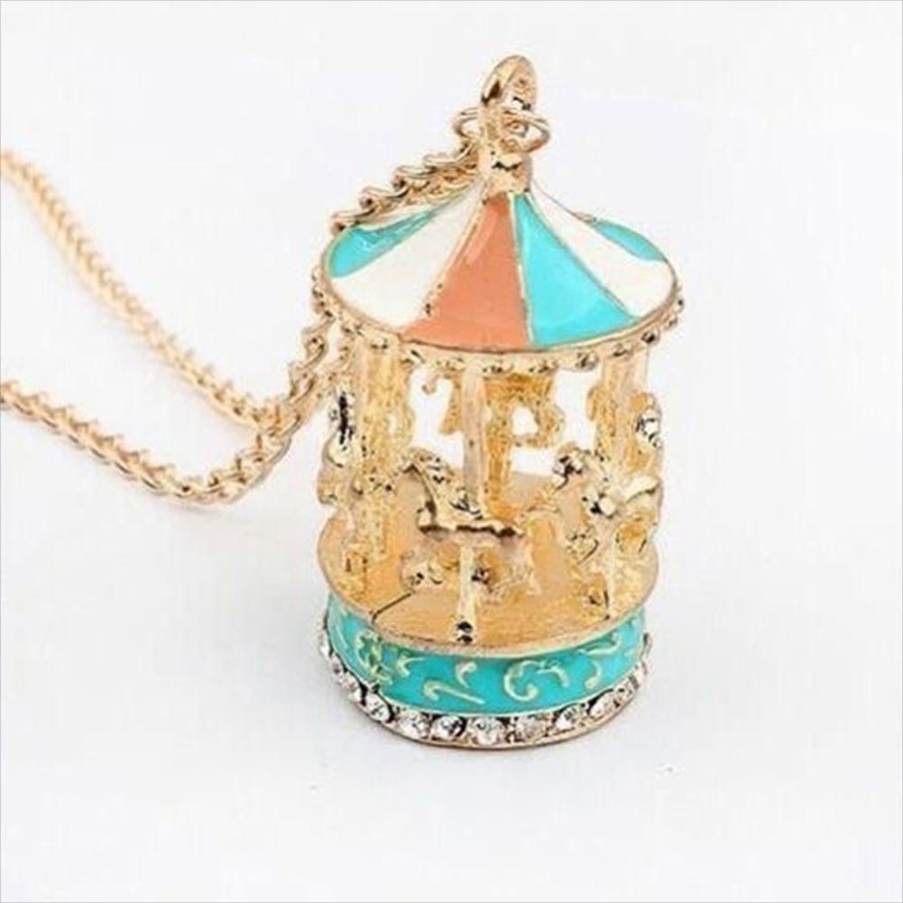 BLUELANS NECKLACE Wonderful Pendant Sweater Chain Carousel Merry-Go-Round Enamel Charm Necklace Women Present