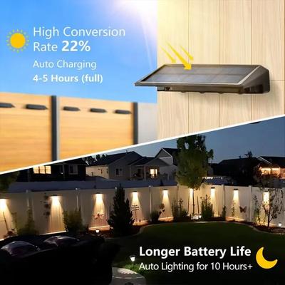 Solar Wall Light Outdoor Waterproof Deck Light 4 LEDs for Outdoor Fence Solar Lights for Backyard Wall Fence Deck Gutter Porch