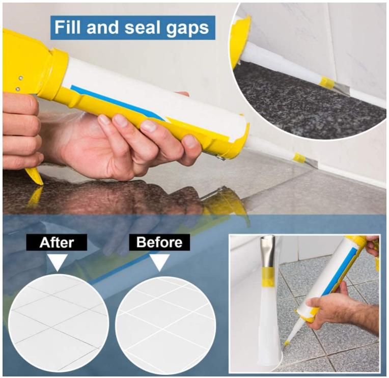 Kit di 20 Pezzi per Stuccatura 6 in 1 Strumento per Finitura Sigillante in Silicone Kit Ugelli Stucco in Acciaio Inossidabile Raschietto per Sigillante Tampone in Silicone