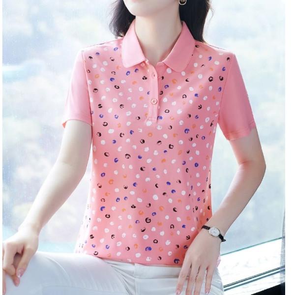 

Женская футболка поло с коротким рукавом, лето 2025, новая, с лацканами, повседневная, модная, спортивный топ, трендовая M розовый