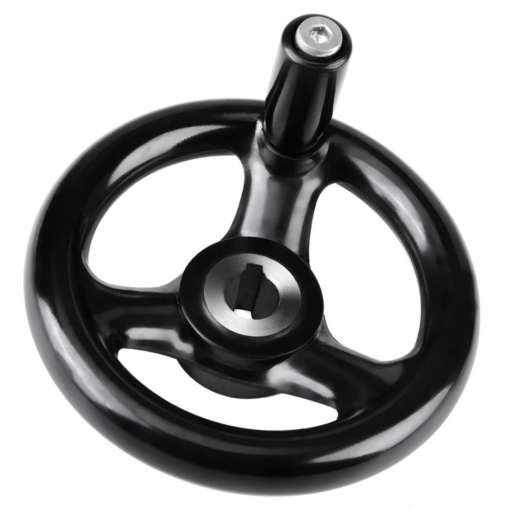 Milling Machine Hand Wheel, Plastic Round Three Hand Wheel 1Pc 12 * 100Mm Black Round 3 Spoke Hand Wheel for Lathe Milling Machine