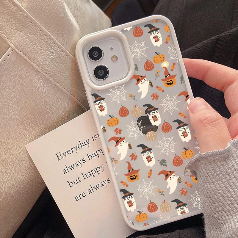 Cool Cartoon Halloween Ghost Spider Phone Case For iPhone 14 15 16 17 11 12Mini 13Pro Max XS XR 7 8Plus Lovely Clear Hard Cover