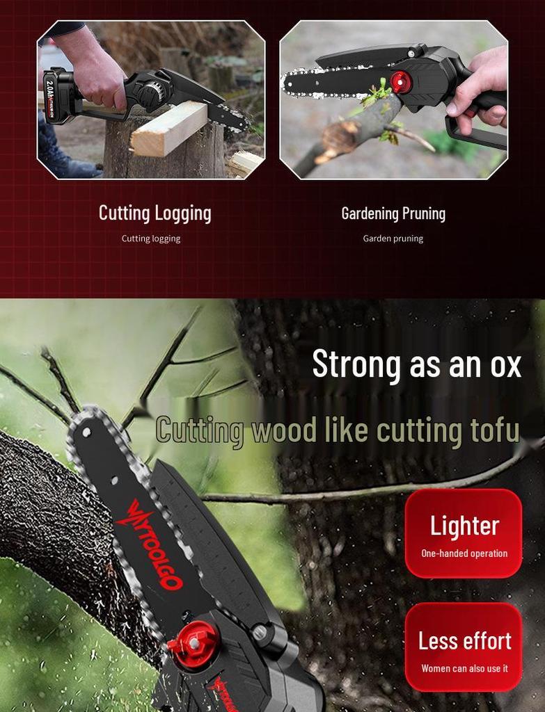 Compact Cordless Electric Chainsaw with Lithium Battery for Home Pruning and Logging