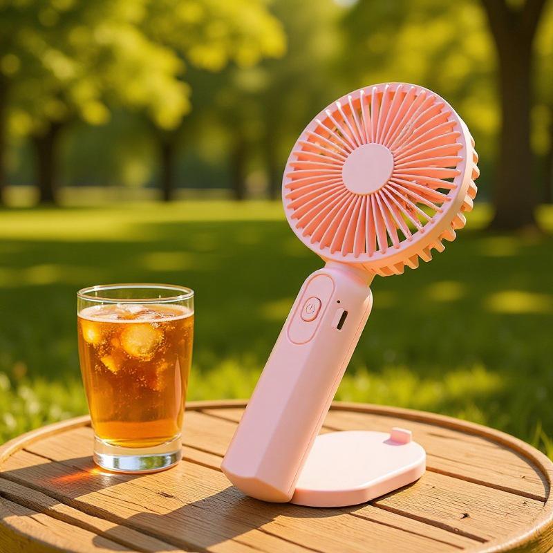 Portable USB Rechargeable Handheld Fan with Mobile Phone Holder
