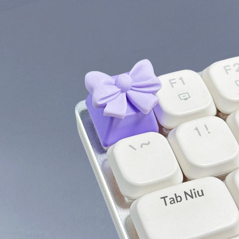 Cute Pink Bow Mechanical Keyboard Keycap - Custom Resin Keycap for Cherry MX Switches, Aesthetic Keyboard Decor