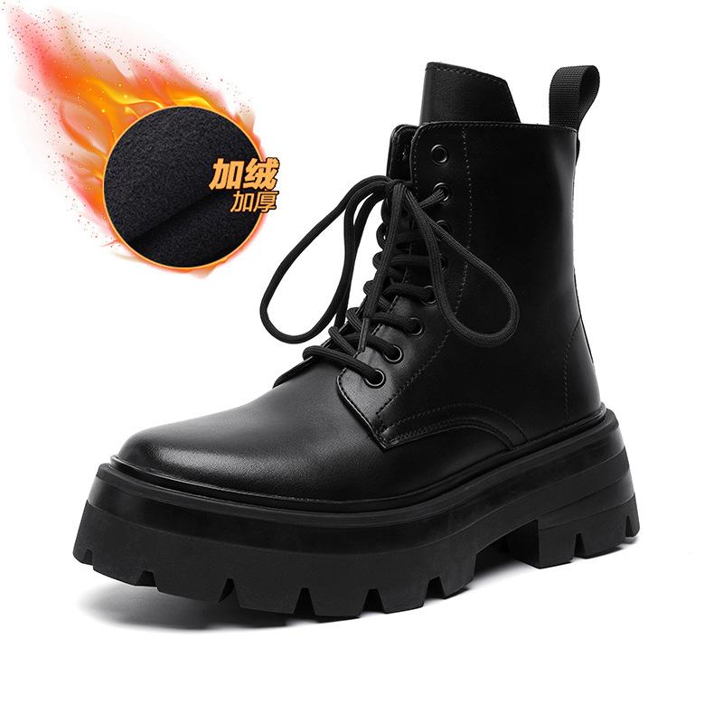

2024Q Autumn New Fleece Boots Men s Chelsea Tooling Boots Thick-soled Inner Height Increasing Martin Boots 3318-R 44