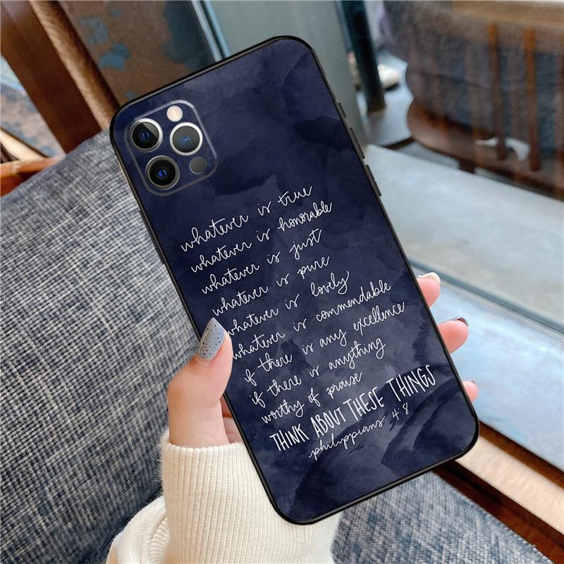 Bible Verse Philippians Jesus Christ Phone Case For iPhone 16 15 14 13 11 12 Pro Max 12 13 mini XR 15 16 Plus 16e Cover Shell