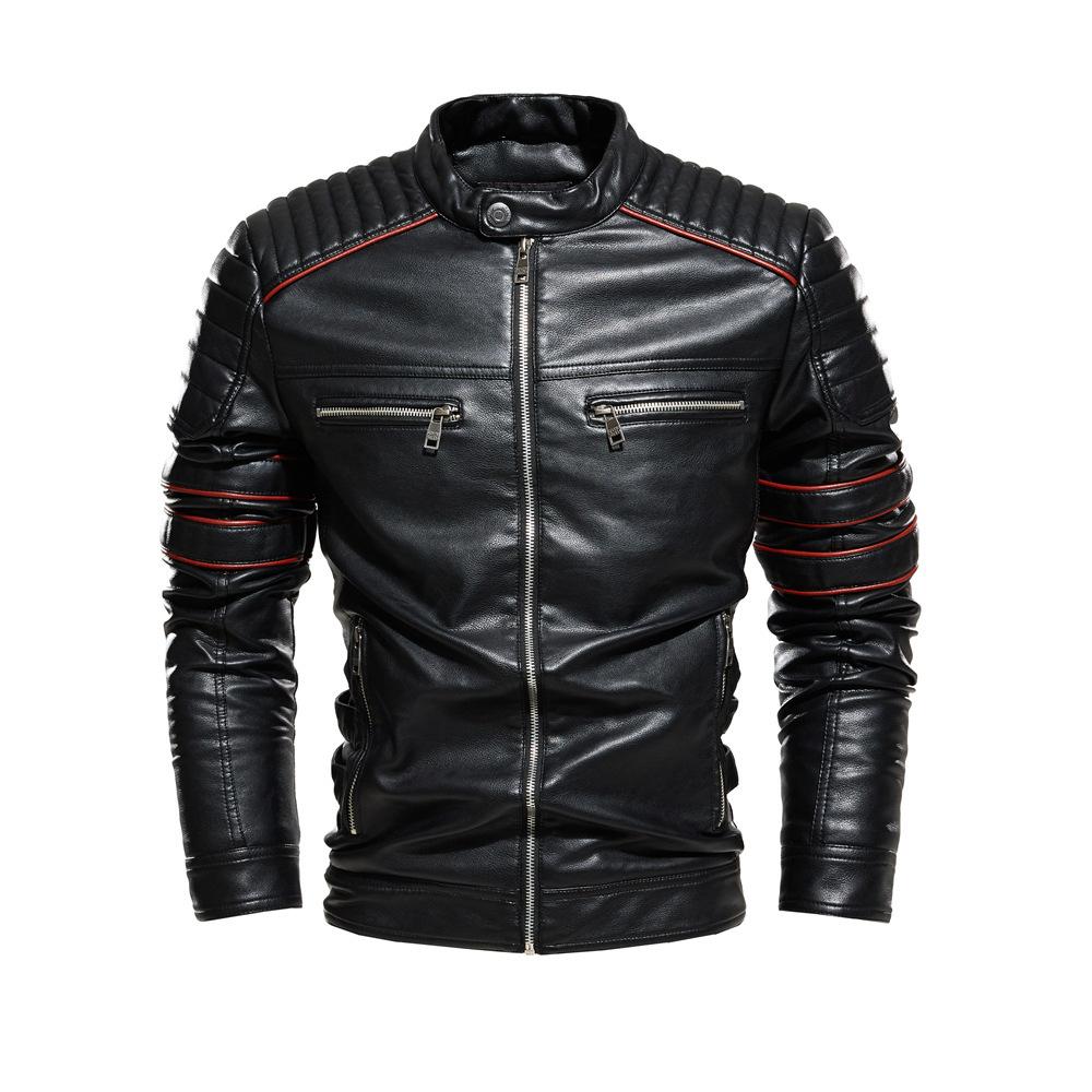 Veste en cuir pour homme, combinaison de moto et veste en cuir velours