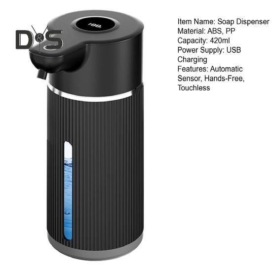 Automatic Sensor Soap Dispenser 420ml USB Rechargeable Inductive Bubble Generation 4-Level Adjustable Foam Volume Electric Soap Dispenser